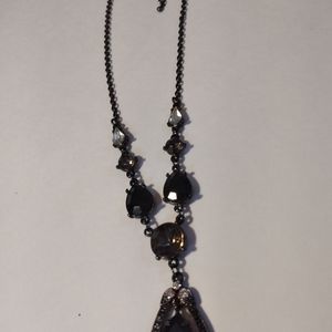 Beautiful New Black necklace, rhinestones in white and black!